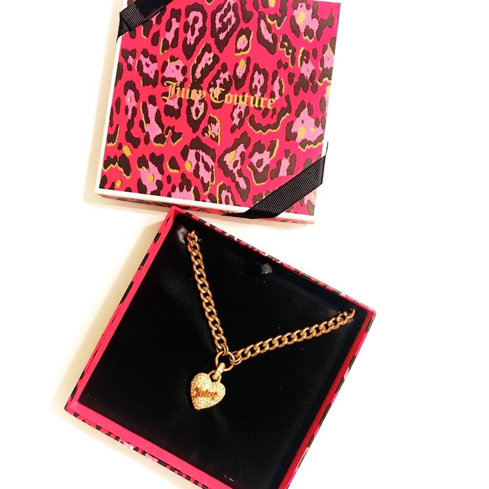 Juicy Couture rosegold crystal pave heart necklace